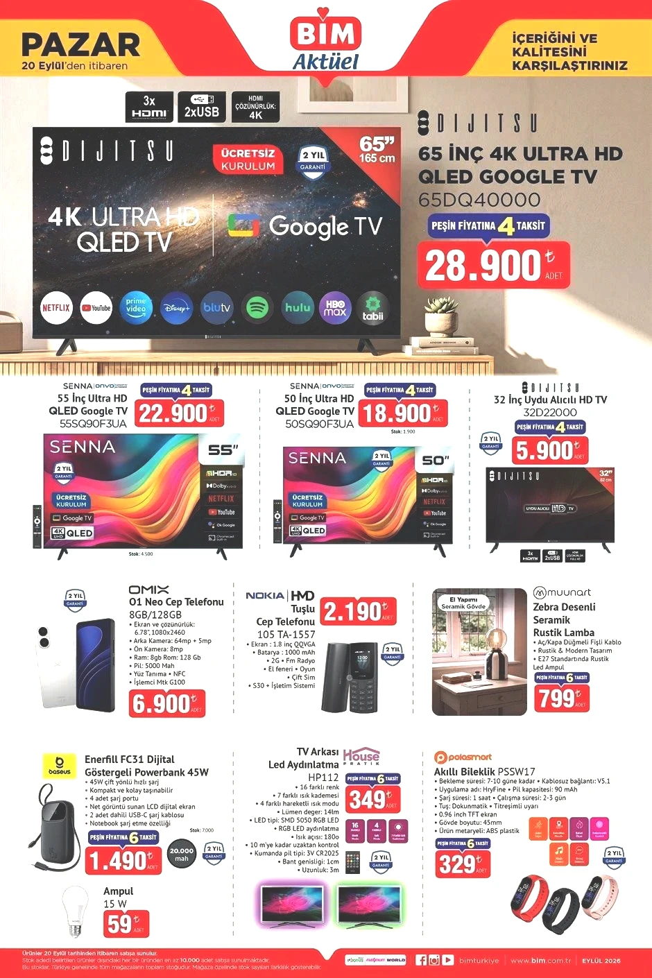 20 EYLÜL PAZAR BİM AKTÜEL ÜRÜNLER KATALOĞU