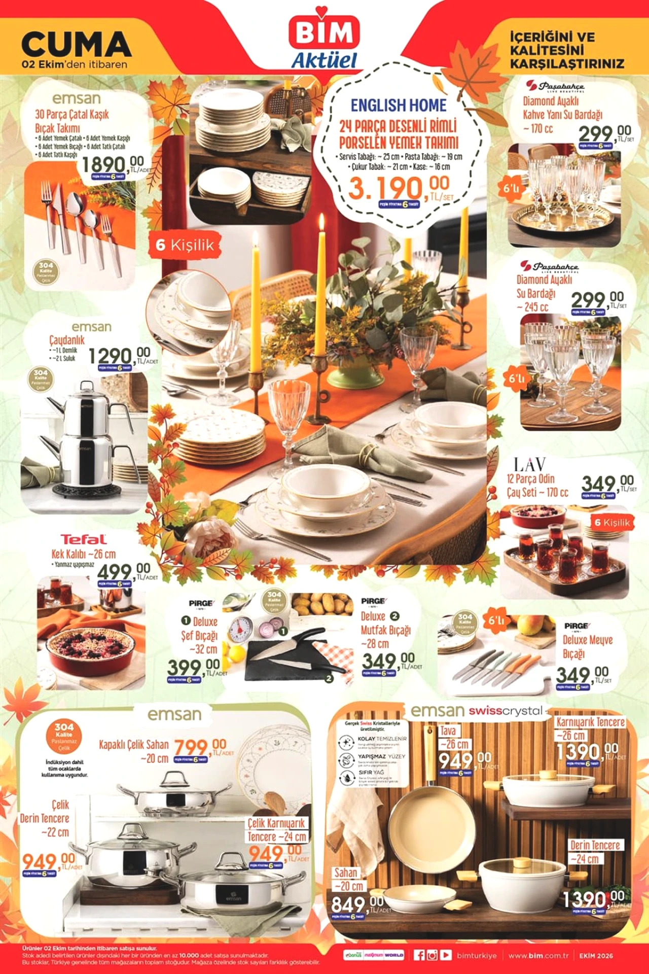 BİM'e Cuma 29 TL'lik Ürünler Geliyor! English Home Yemek Takımı da Var